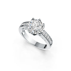 18K Gold Semi Mount Ring Setting Round RD 10x10mm Solitaire Diamond Accent DHJ