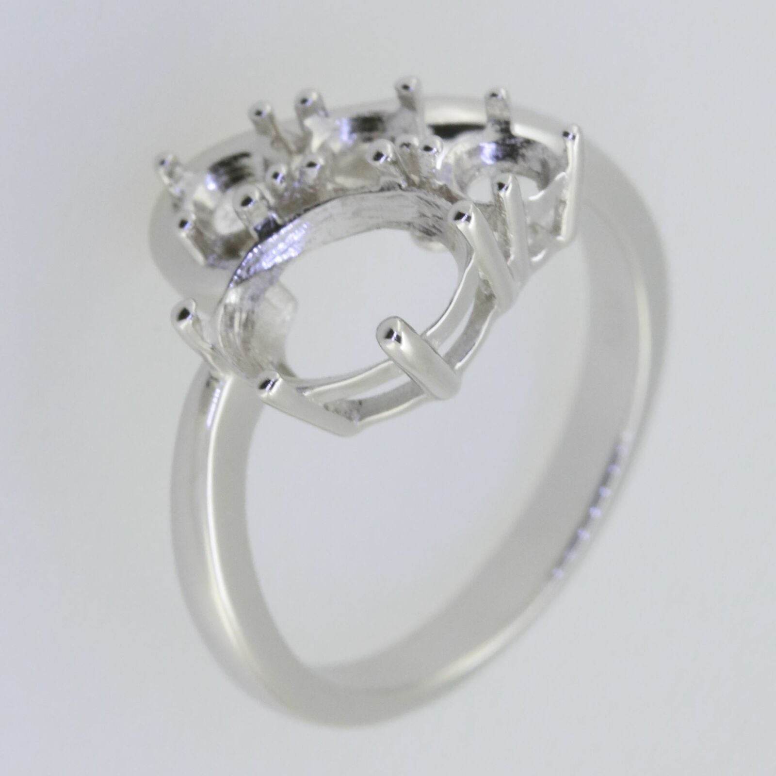 Platinum Semi Mount Ring Setting Oval OV 9x7mm RD 4x4mm Mother's Ring Bypass Cluster Diamond Accent Syzjewelry