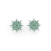 18K Gold Earrings Starburst Theme with or Moissanite Diamond Accent DHJ