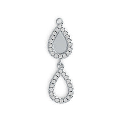 14K Gold Pendant Double Pear-Shaped with or Moissanite Diamond Accent DHJ