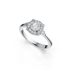 18K Gold Semi Mount Ring Setting Round RD 5x5mm Halo Diamond Accent DHJ