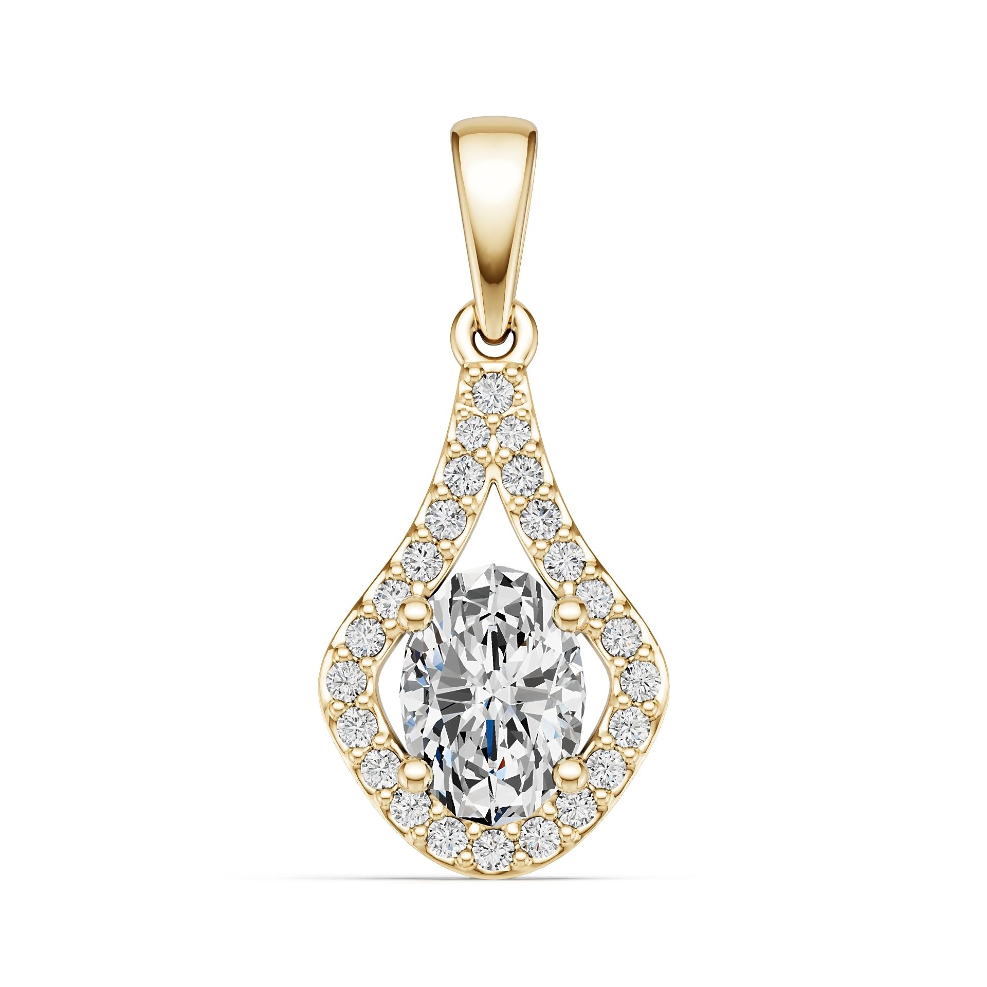 14K Gold Semi Mount Pendant Setting Oval Ov 5x5mm Diamond Accent Syz Jewelry