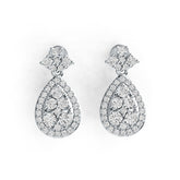 Sterling Silver Earrings Cluster Pear-Shaped with White Topaz or Moissanite DHJ
