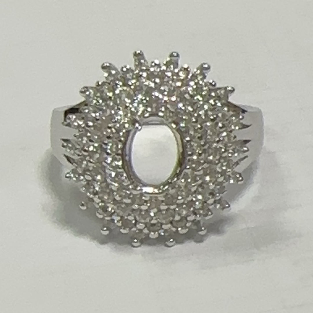 10K Gold Semi Mount Ring Setting Oval OV 8X6mm Moissanite Accent DHJ