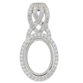 18K Gold Semi Mount Pendant Setting Oval OV 20X15mm Halo Diamond Accent Syzjewelry