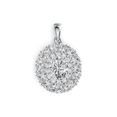 14K Gold Semi Mount Pendant Setting Oval OV 9X7mm PE 4x3mm Double Halo Diamond Accent DHJ
