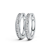 Platinum Hoop Earrings with or Moissanite Channel Set Diamond Accent DHJ