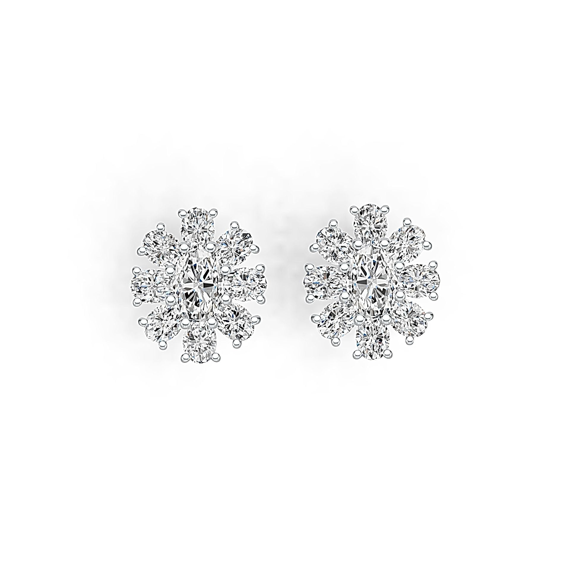 Sterling Silver Semi Mount Earrings Setting Oval OV 7X5mm with White Topaz DHJ
