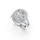 10K Gold Semi Mount Ring Setting Oval OV 10X8mm Halo Split Shank Moissanite Accent DHJ