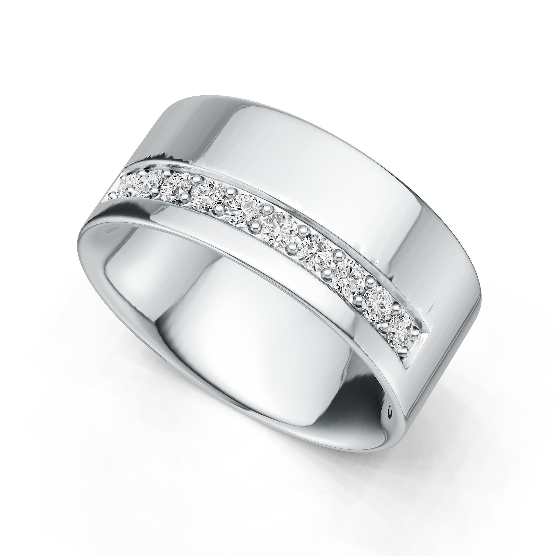 Platinum Ring with or Moissanite Wedding Band Men's Ring Diamond Accent DHJ