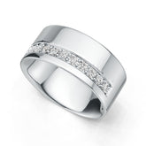 Platinum Ring with or Moissanite Wedding Band Men's Ring Diamond Accent DHJ
