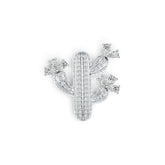 Platinum Pendant Cactus Theme with White Topaz or Moissanite Diamond Accent DHJ