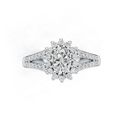 Sterling Silver Semi Mount Ring Setting Oval OV 7X5mm Halo DHJ