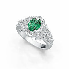 Platinum Semi Mount Ring Setting Oval OV 8X6mm Diamond Accent DHJ