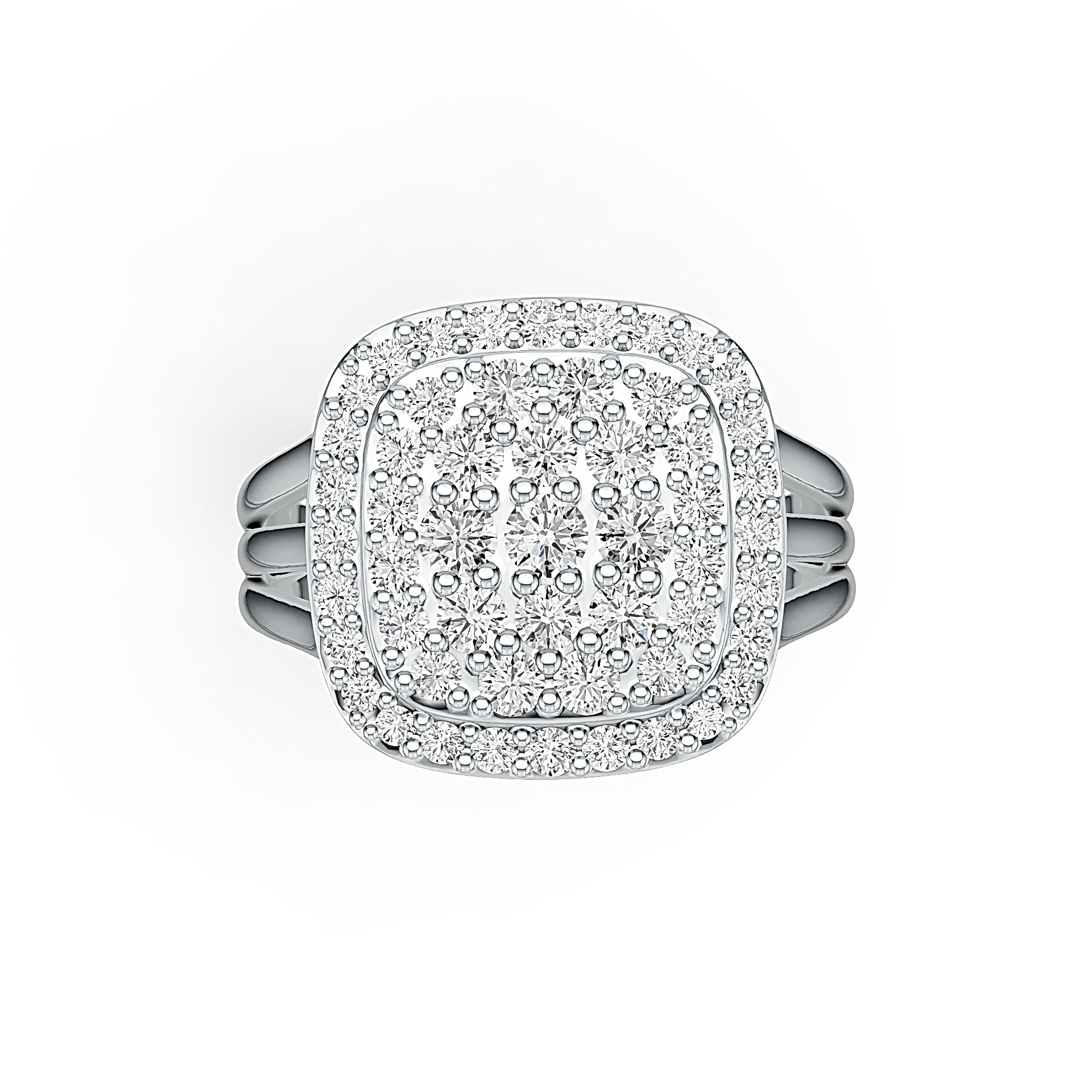 Sterling Silver Cluster Engagement Ring with White Topaz or Moissanite DHJ