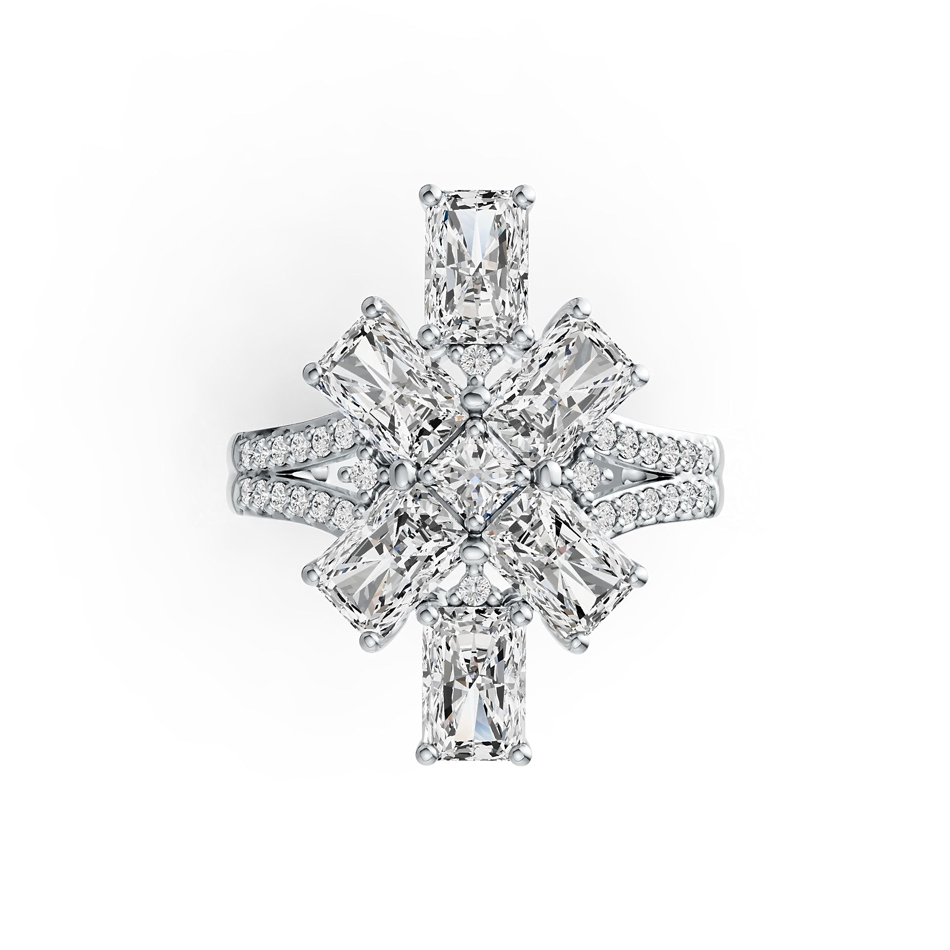 Sterling Silver Semi Mount Ring Setting Emerald OCT 6X4mm SQ 3X3mm DHJ