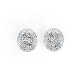 Platinum Semi Mount Earrings Setting Oval OV 5X4mm Halo Diamond Accent DHJ