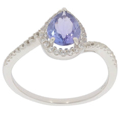 Platinum Semi Mount Ring Setting Pear PE 8x6mm Halo Delicate Diamond Accent Syzjewelry