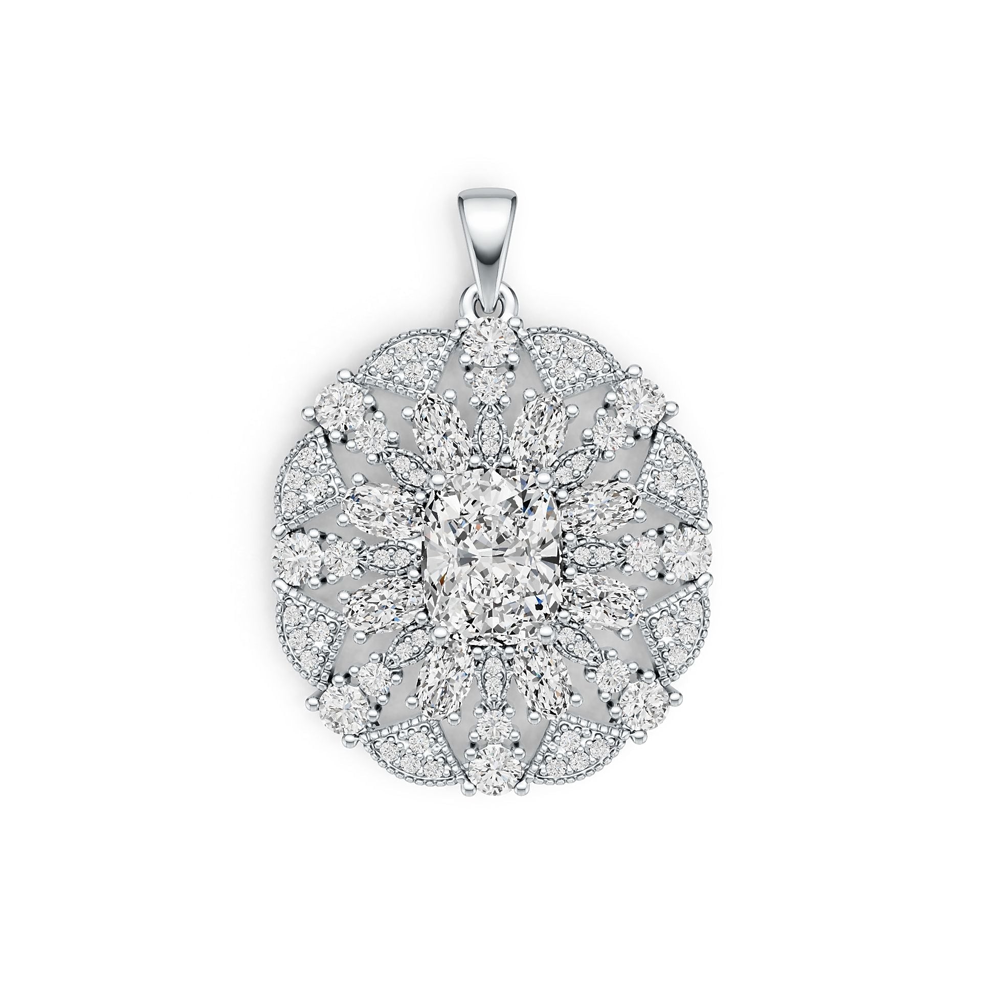 10K Gold Semi Mount Pendant Setting Cushion CU 10X8mm Moissanite Accent DHJ