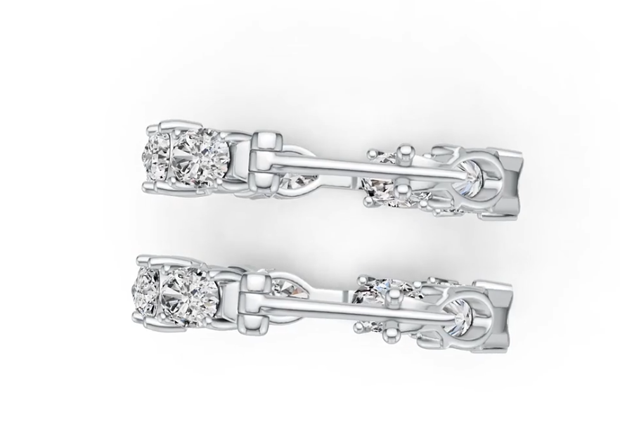 Sterling Silver Semi Mount Earrings Setting Emerald OCT 6X4mm PE 6X4mm OV 6X4mm DHJ