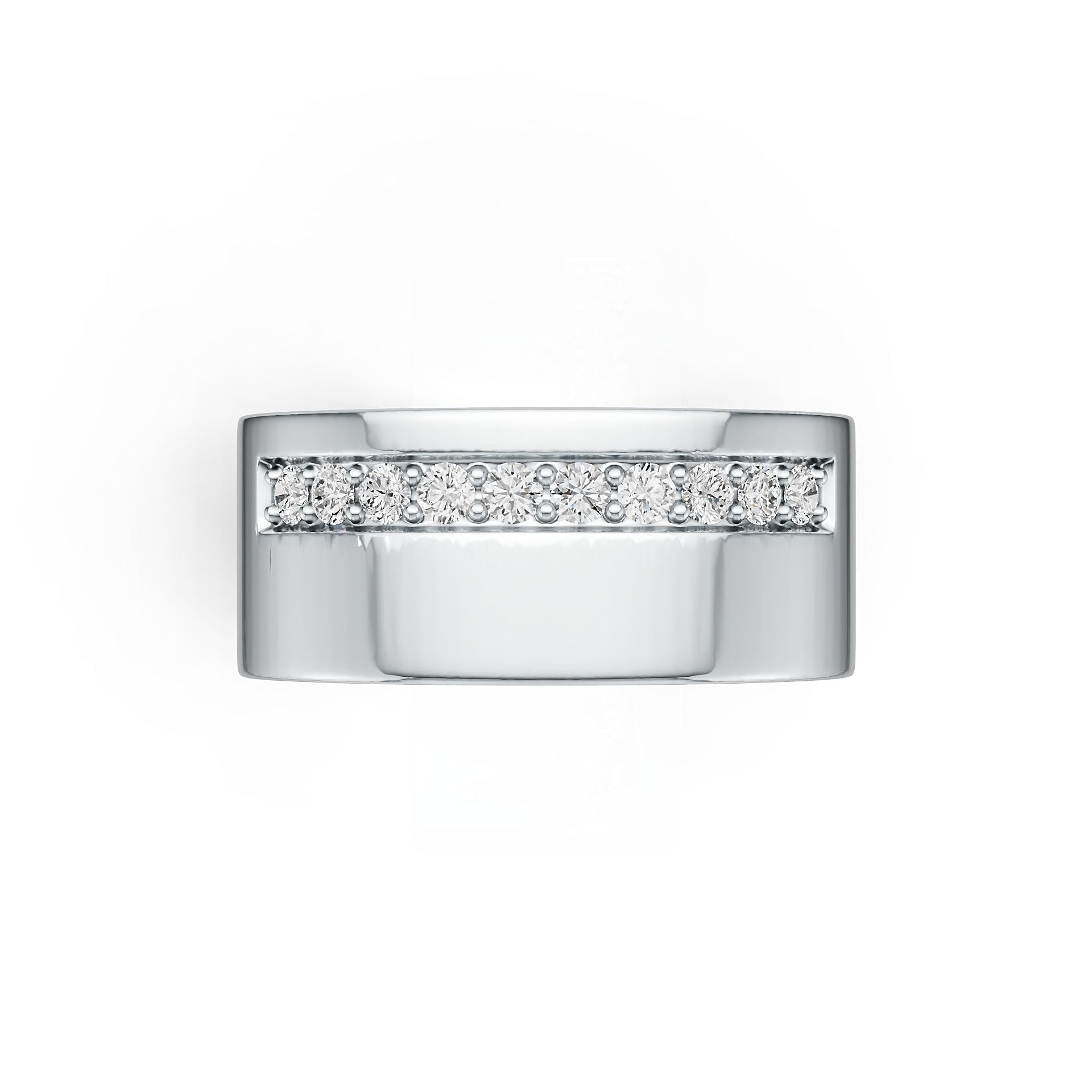 Sterling Silver Ring with White topaz or Moissanite Wedding Band Men's Ring DHJ