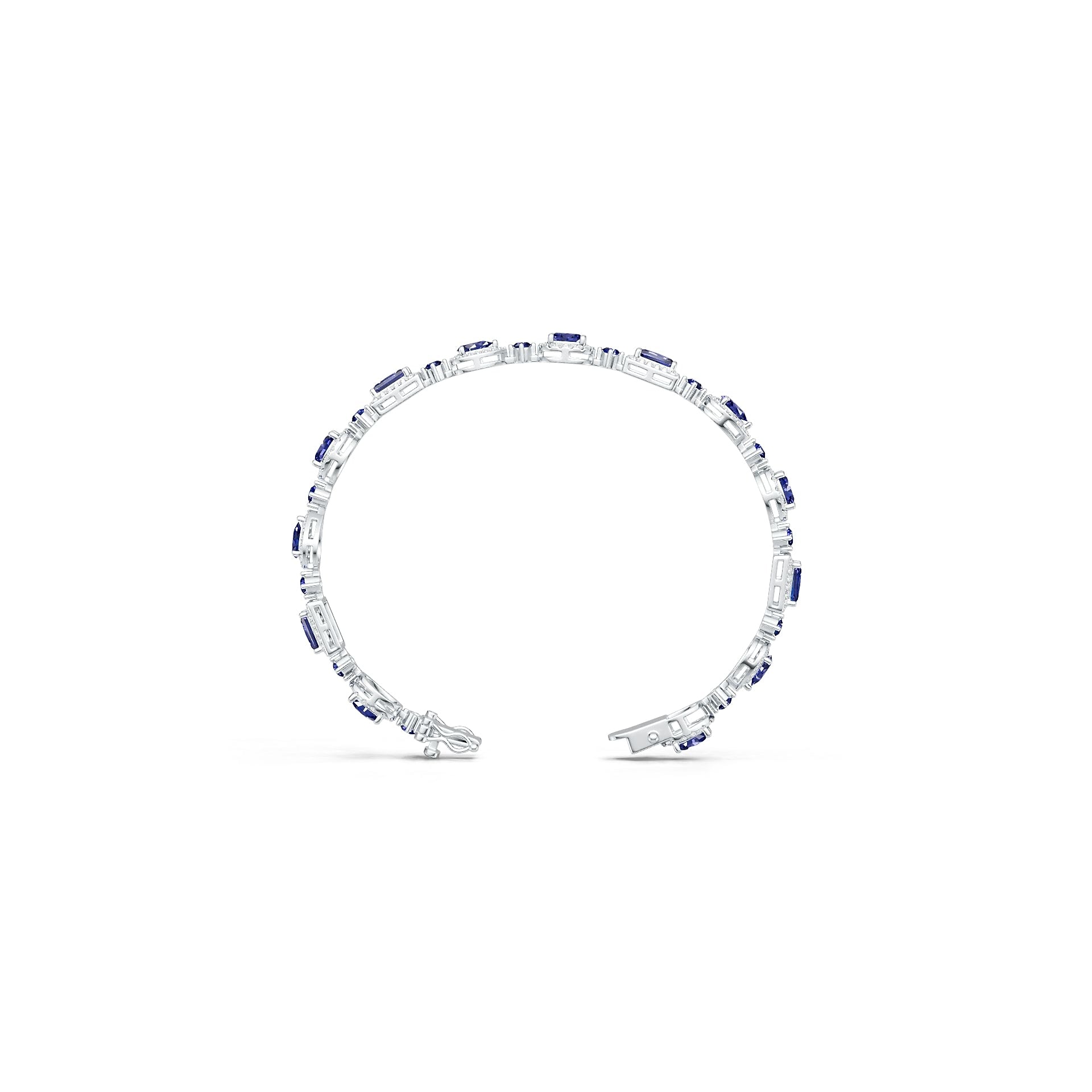 Sterling Silver Semi Mount Bracelet Setting Emerald OCT 7x4mm Halo Syzjewelry