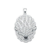 Silver pendant with tree design on a white background
