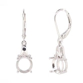 18K Gold Semi Mount Earrings Setting Round RD 8X8mm Leverback W Diamond Accent Syzjewelry