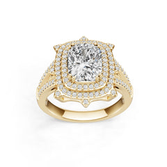 10K Gold Semi Mount Ring Setting Cushion Cu 5x7mm Moissanite Accent Syz Jewelry