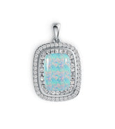 Platinum Semi Mount Pendant Setting Cushion CU 14X10mm Cabochon Diamond Accent DHJ