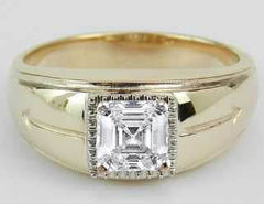 10K Gold Semi Mount Ring Setting Emerald OCT 8X8mm Men's Ring DHJ