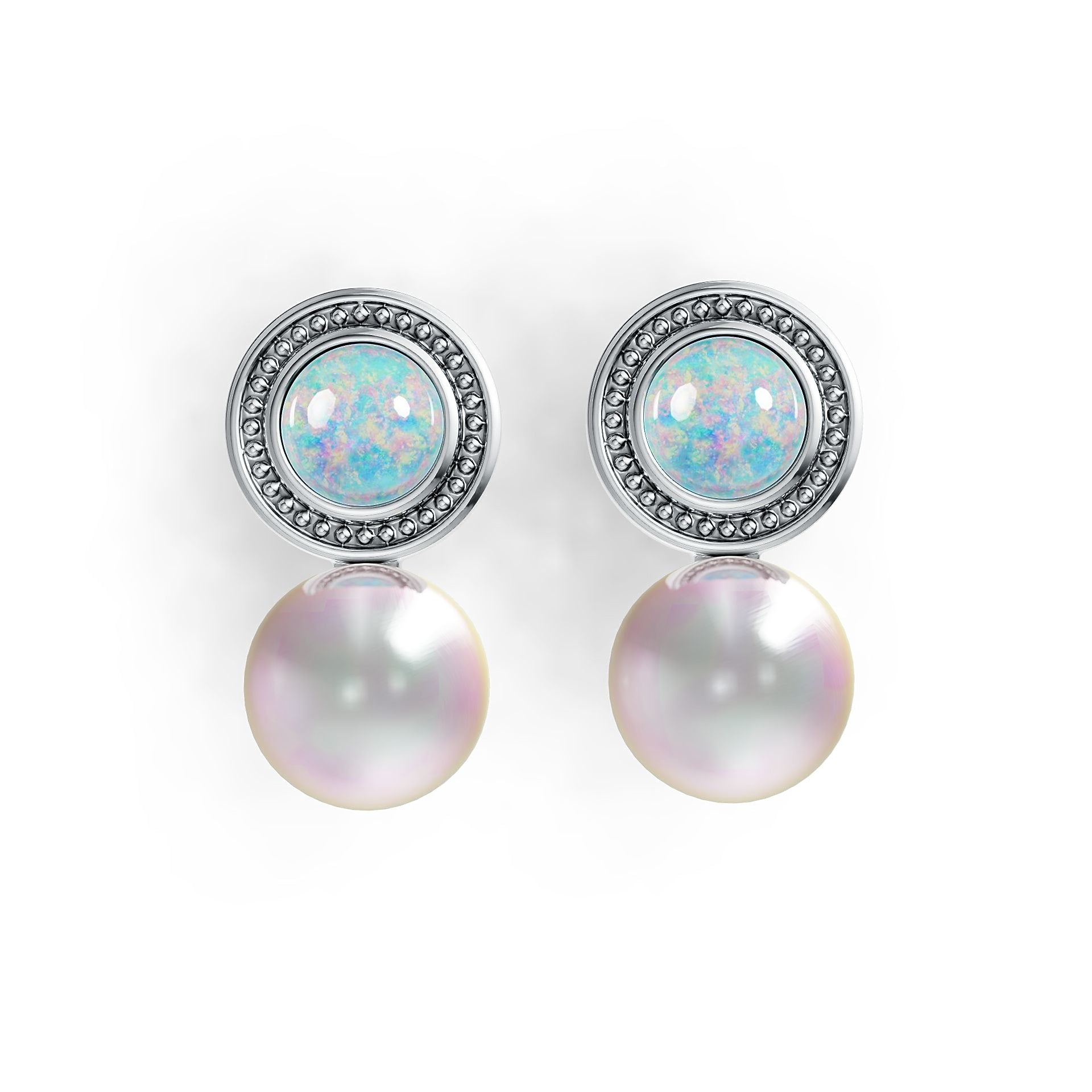 Sterling Silver Semi Mount Earrings Setting Round RD 9x9mm RD Cab 6X6mm DHJ