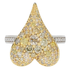 14K Gold Ring with White Topaz or Moissanite Heart Theme Diamond Accent DHJ
