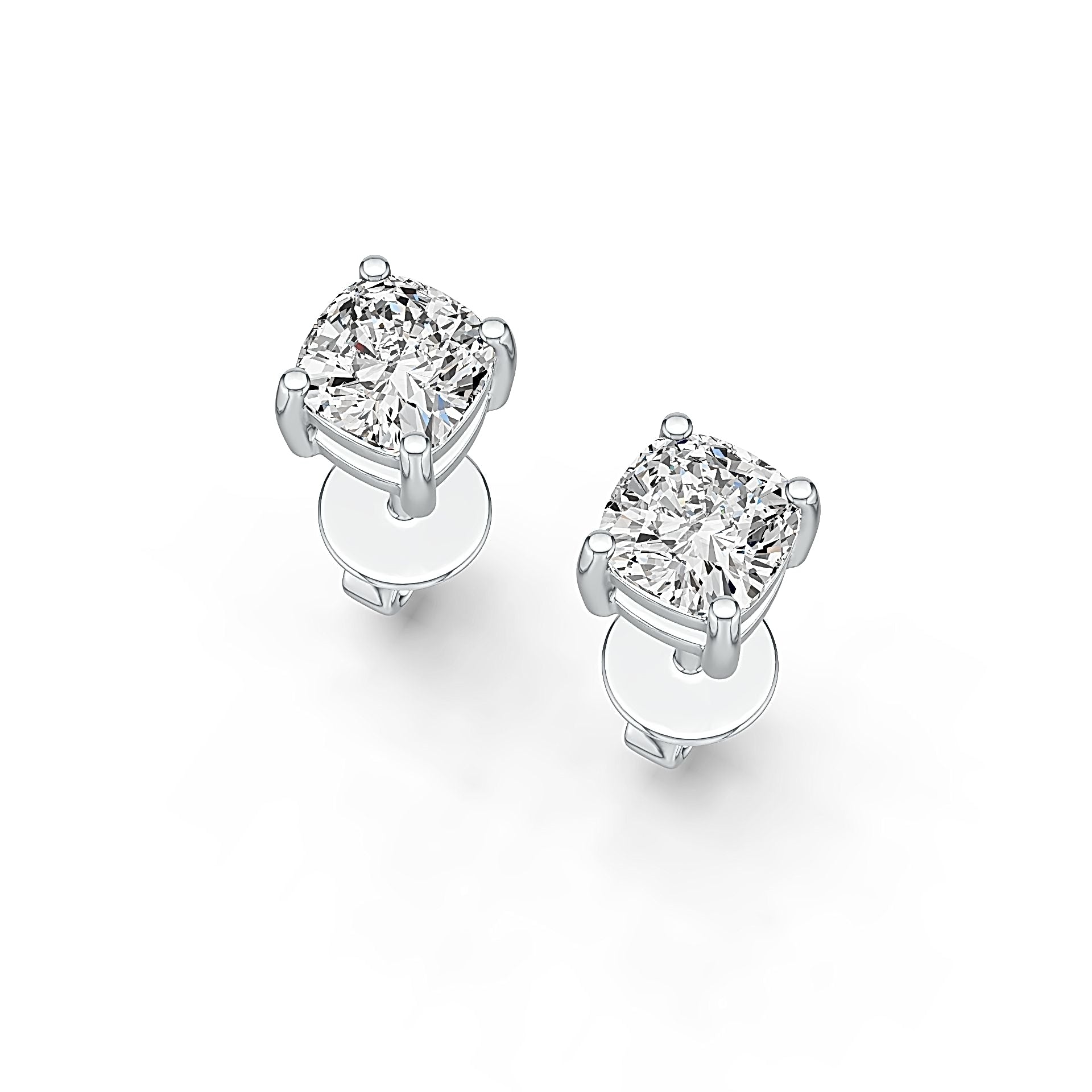 Platinum Semi Mount Earrings Setting Round RD 5x5mm DHJ