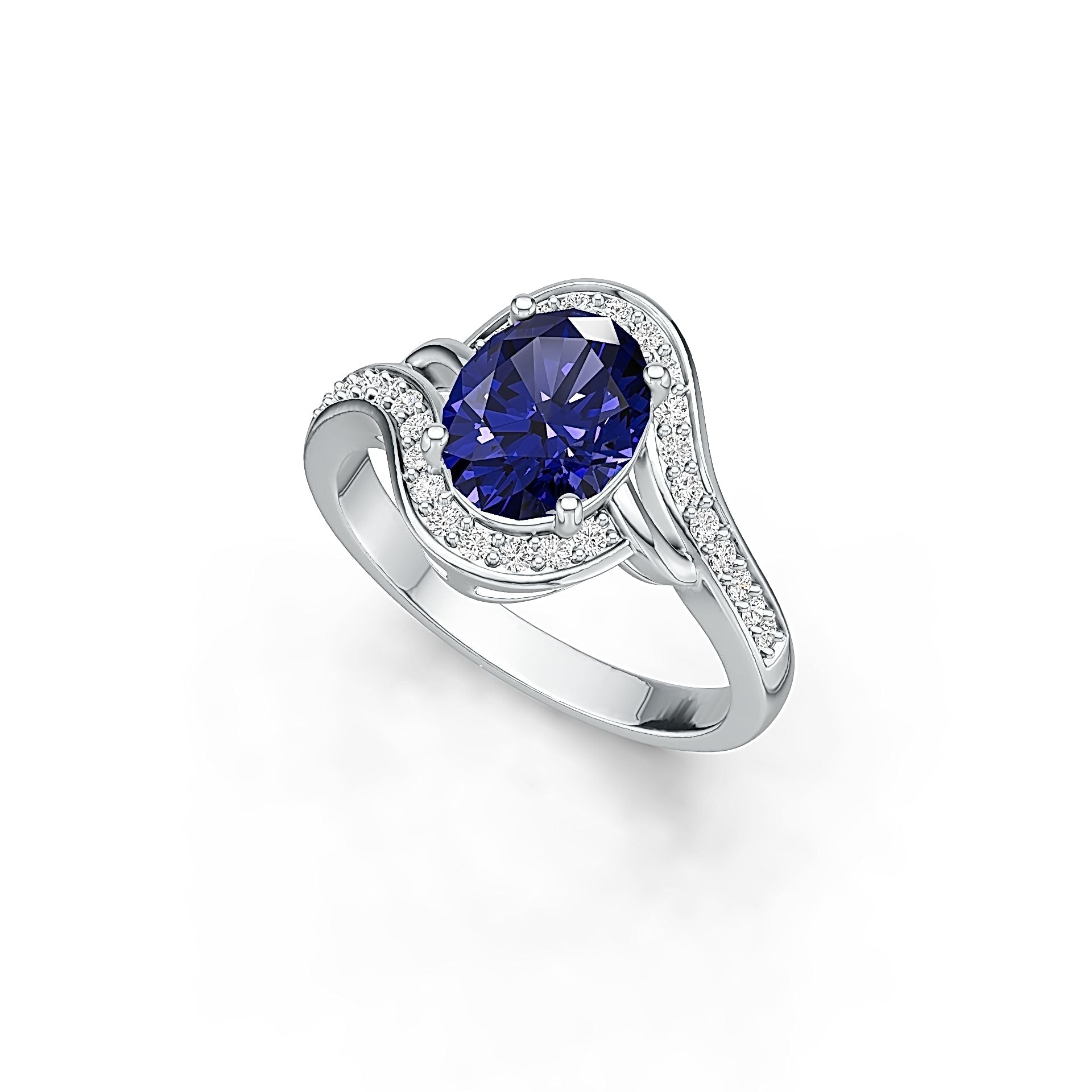 Platinum Semi Mount Ring Setting Oval OV 9x7mm Diamond Accent DHJ