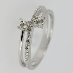 10K Gold Semi Mount Ring Setting Round RD 3.5x3.5mm PJC4187R Moissanite Accent Syzjewelry