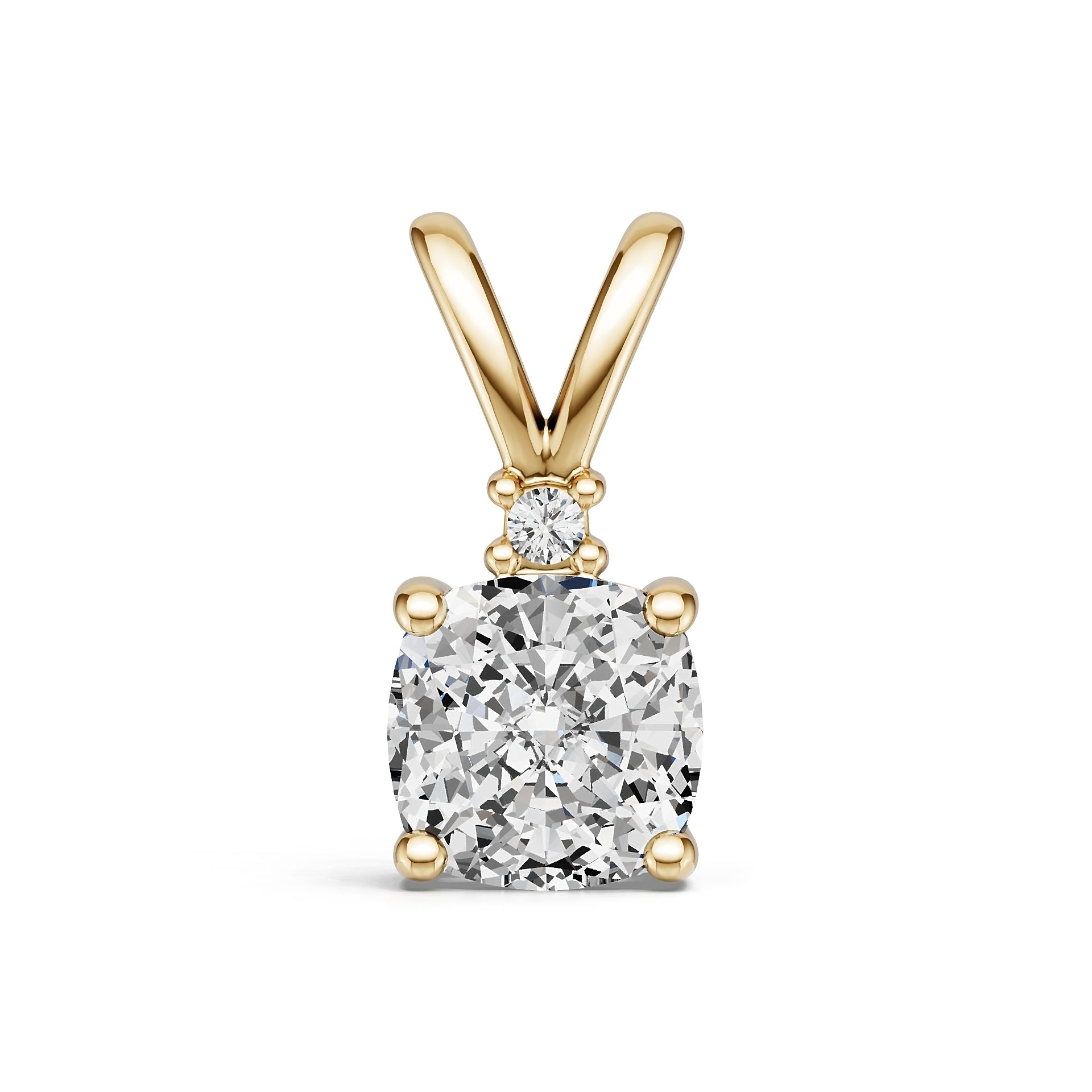 10K Gold Semi Mount Pendant Setting Cushion Cu 6x6mm Moissanite Accent Syz Jewelry