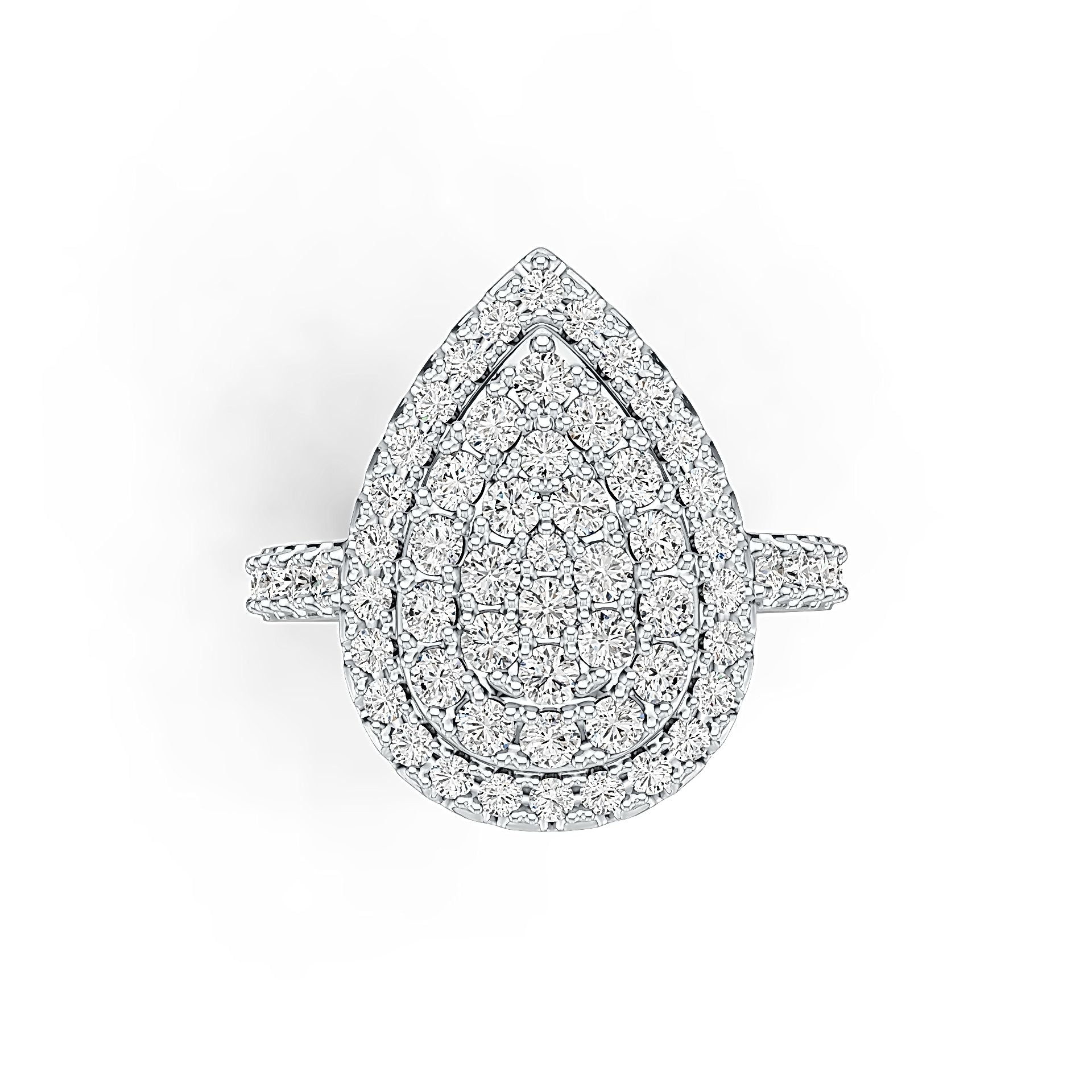 Sterling Silver Pear-Shaped Ring with White Topaz or Moissanite DHJ