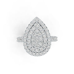Sterling Silver Pear-Shaped Ring with White Topaz or Moissanite DHJ