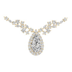 10K Gold Semi Mount Necklace Setting Pear Pe 18x10mm Moissanite Accent Syz Jewelry