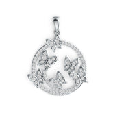 Platinum Pendant with or Moissanite Butterfly Theme Diamond Accent DHJ