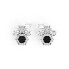 14K Gold Earrings Hexagon Theme with or Moissanite Diamond Accent DHJ