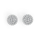 Sterling Silver Earrings Cluster Round Shaped Stud with White Topaz or Moissanite DHJ