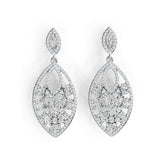 18K Gold Semi Mount Earrings Setting Marquise MQ 6X3mm OV 4X3mm Diamond Accent DHJ