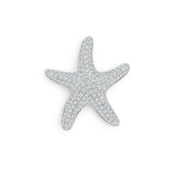 Sterling Silver Pendant Starfish Theme with White Topaz or Moissanite DHJ