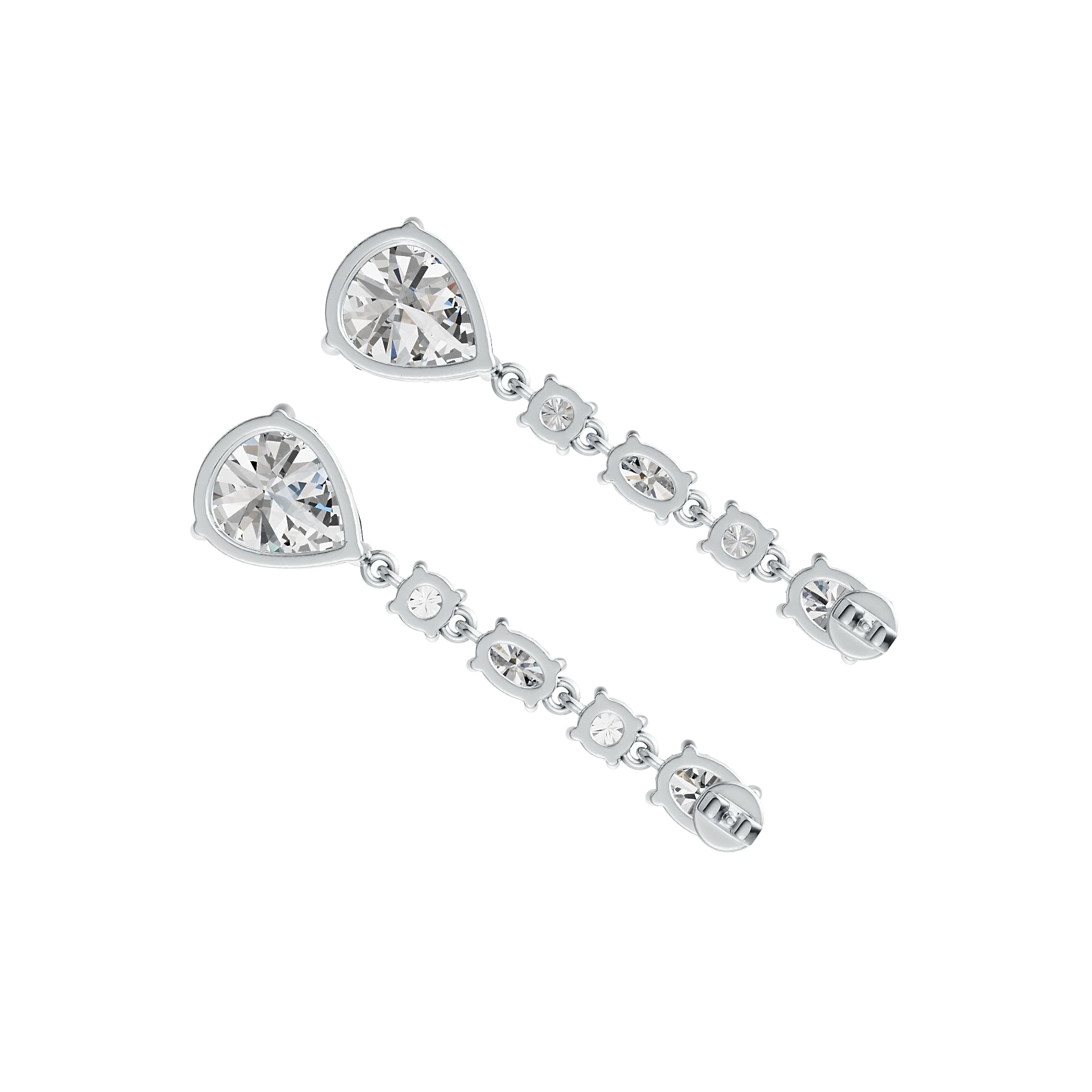 Sterling Silver Semi Mount Earrings Setting Pear PE 12X10mm OV 7X5mm OV 6X4mm RD 4mm DHJ