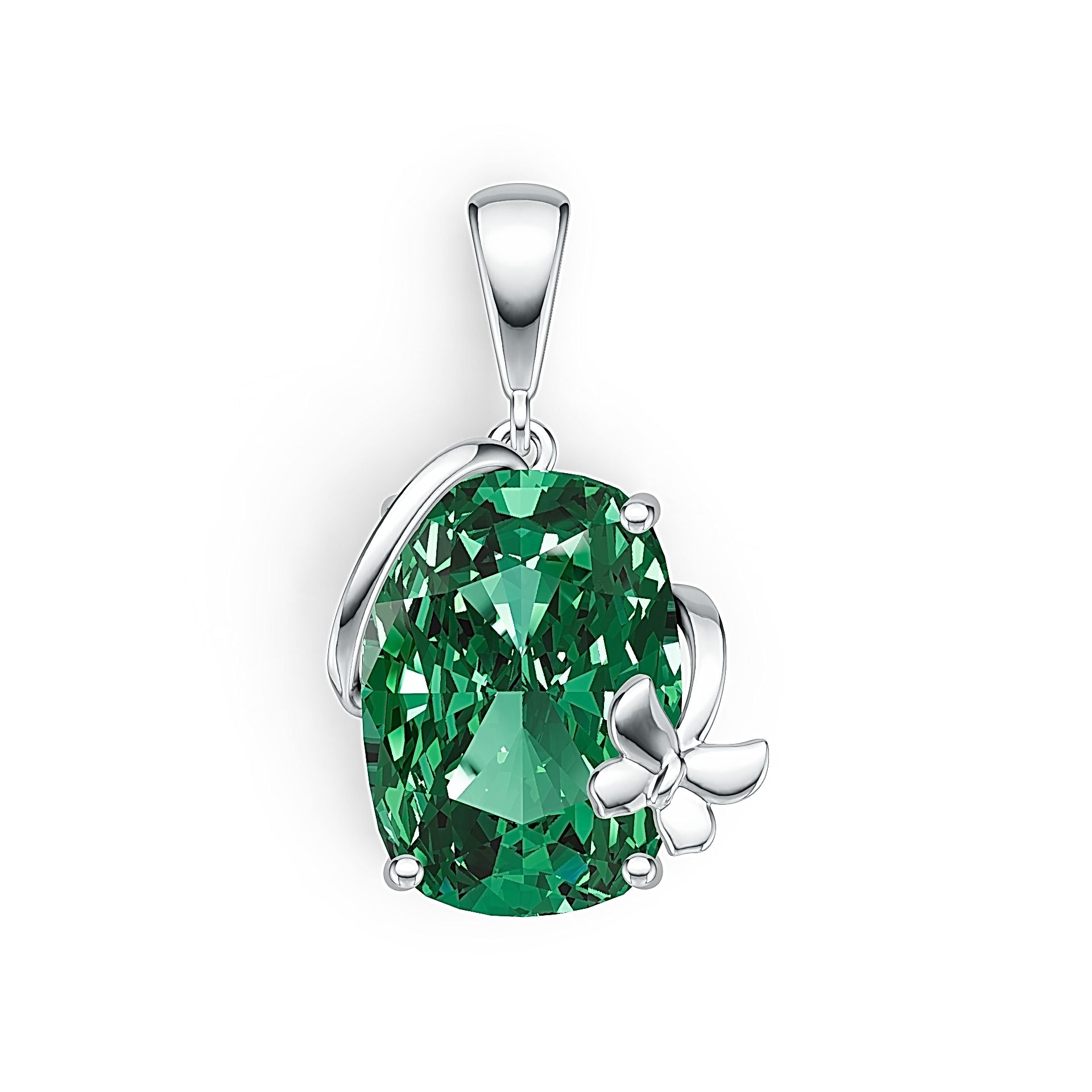 Platinum Semi Mount Pendant Setting Cushion CU 14X10mm Butterfly DHJ