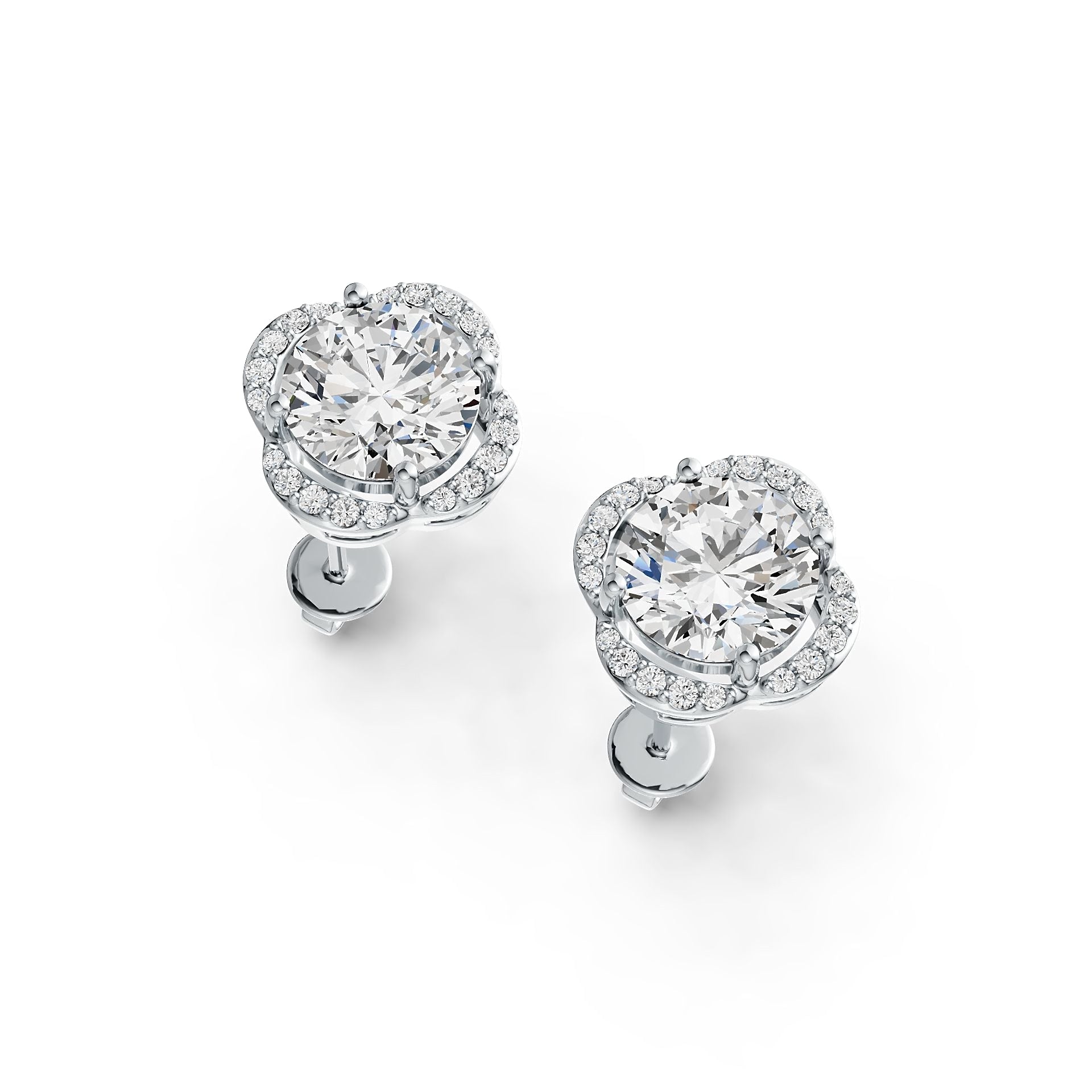 14K Gold Semi Mount Earrings Setting Round RD 8x8mm Diamond Accent DHJ