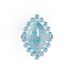 Sterling Silver Semi Mount Ring Setting Marquise MQ 20X12mm RD 3X3mm Cabochon DHJ