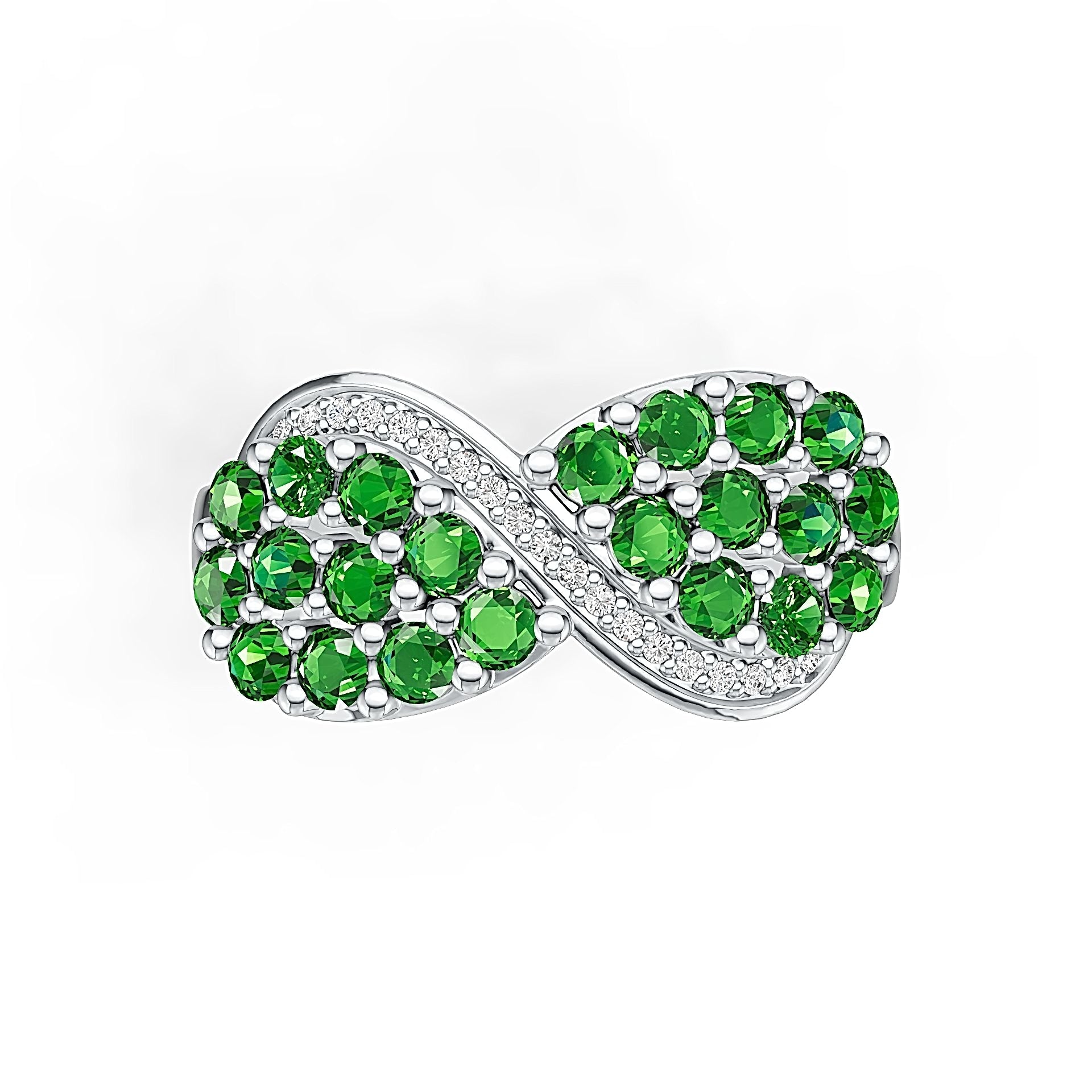 Sterling Silver Ring Infinity intertwining Love Theme with White Topaz or Moissanite DHJ